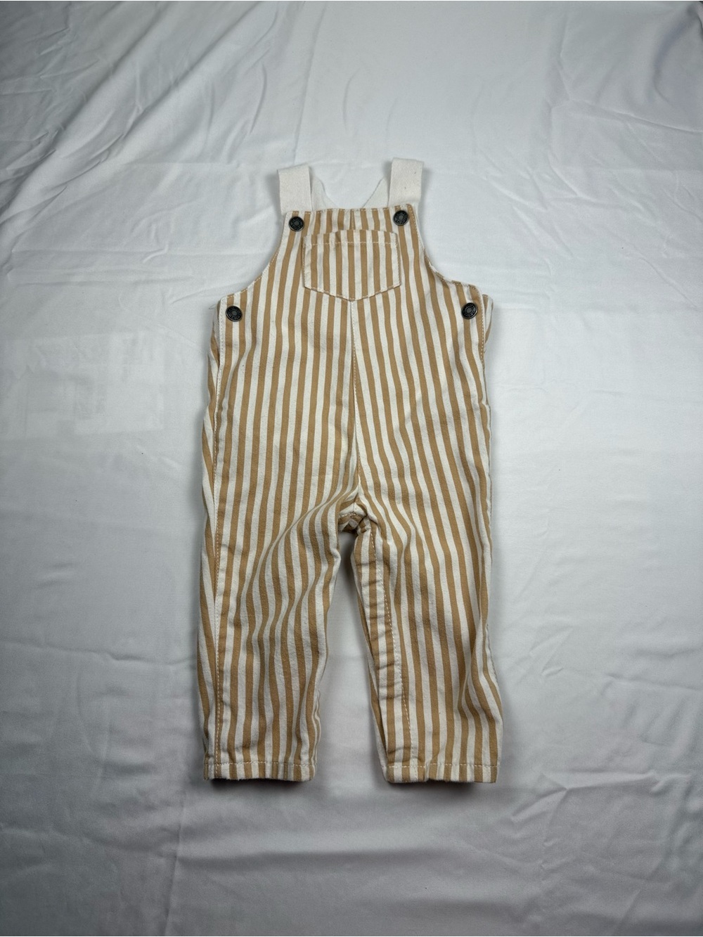 ✨‎ 3 for $15 Carter's Tan & White Striped Cotton Overalls